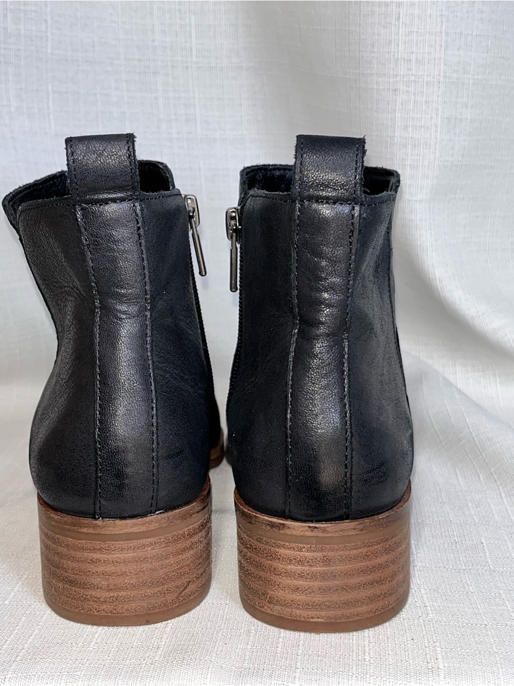 Lucky Brand Prenma Black Leather Ankle Booties Side Zip Size 8.5 - Picture 5 of 9